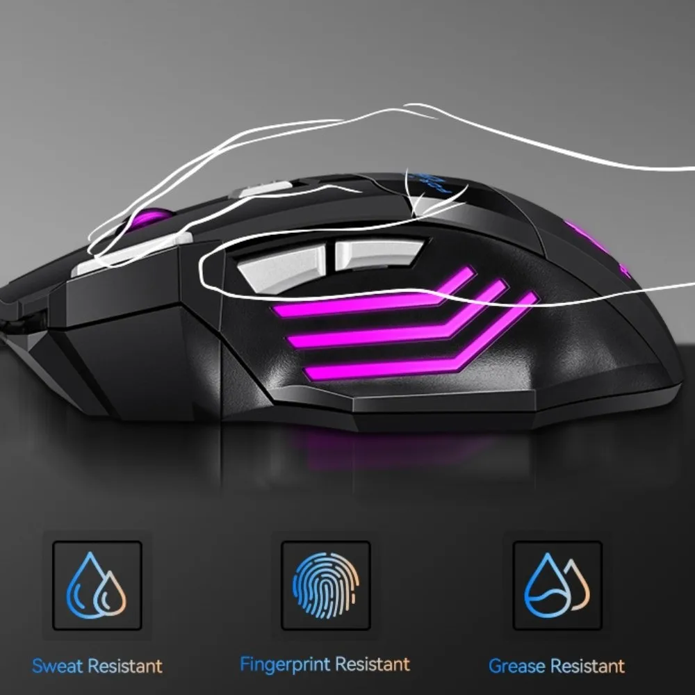 Fluent RGB Light Wired Mouse Illuminated Ergonomics Esports Wired Mouse Colorful Cool RGB USB Wired Mouse Computer Accessories