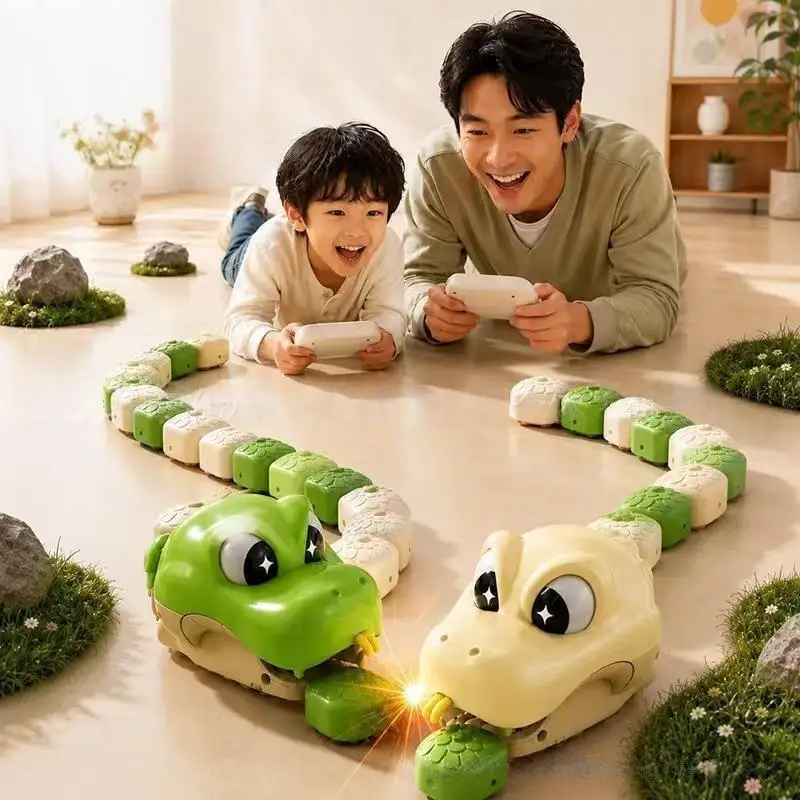 Magnetic Eating Snake Remote Control Car Dual Player Battle Toy for Kids Aged 6+ Parent-Child Game