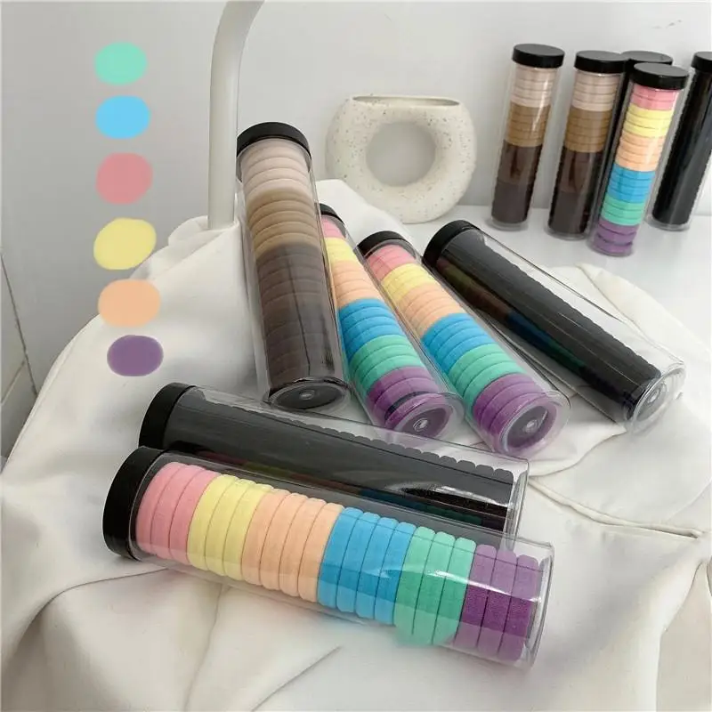 

20PCS/can High Elasticity Headband,Basic Simple Ponytail Leather Cover, Solid Color Rubber Band, Hair Loop Headwear