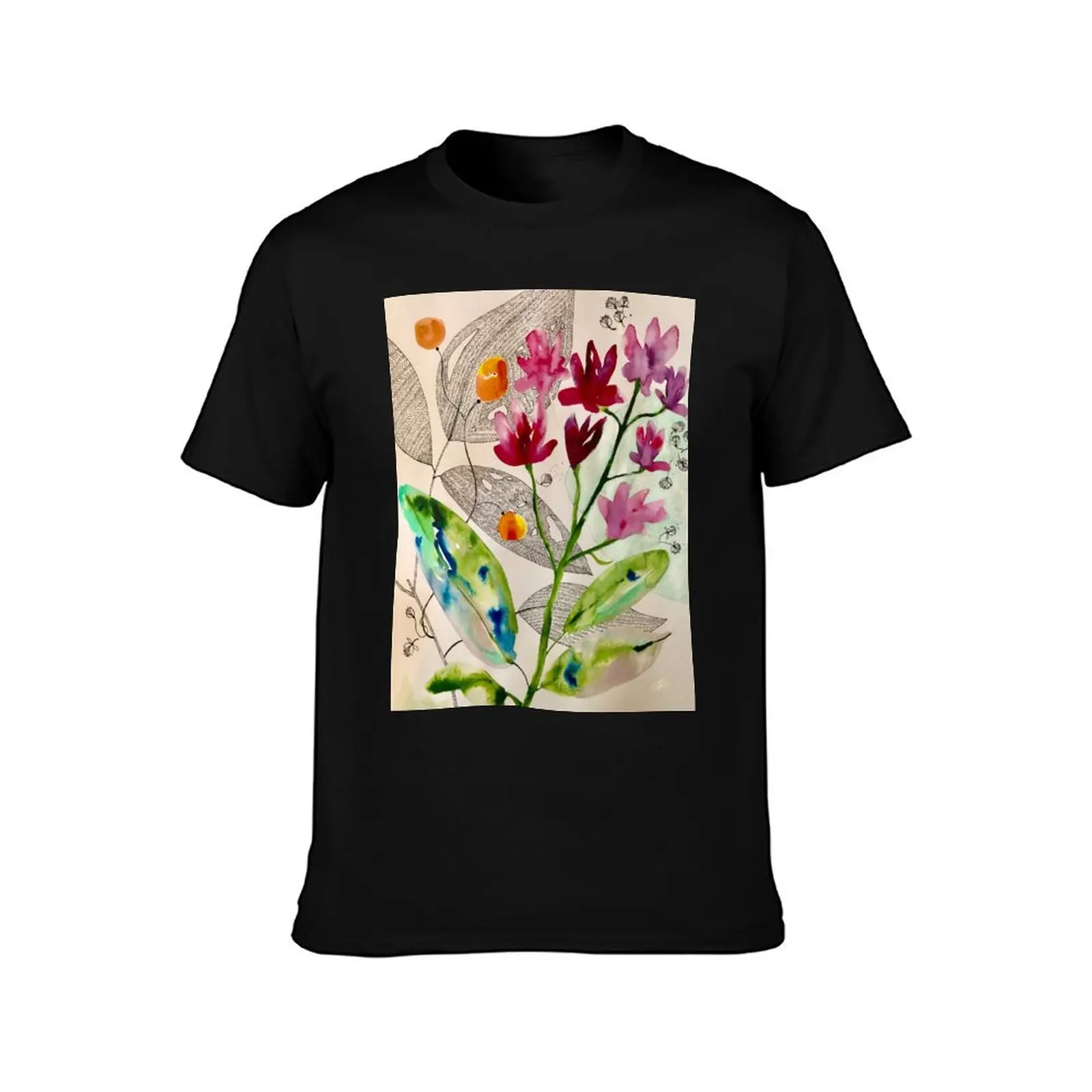 botanical composition T-Shirt Summer Casual Cotton Tee Oversized Streetwear Tops Vintage Graphic Print Unisex Men Women