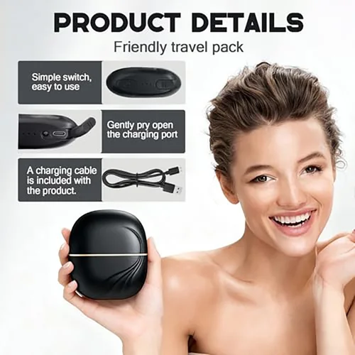 Imagen 2 del producto Plancha de pelo en cápsula y estilizador, Mini peine alisador de pelo inalámbrico, cepillo de pelo portátil de calor para viajes, recargable por USB