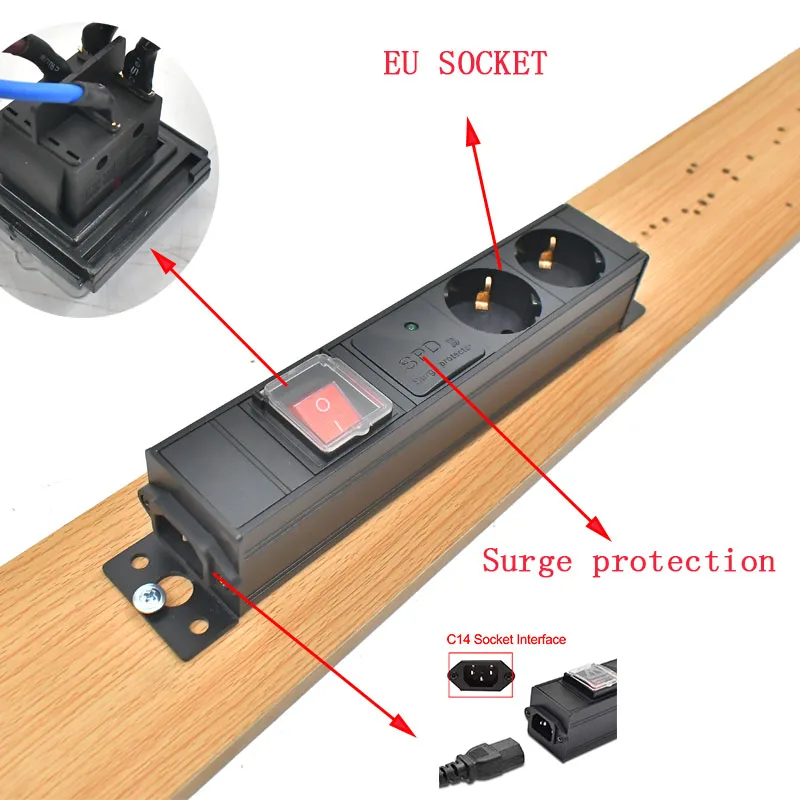 Strider Rui C14 port PDU Power Strip Way Outlet Modular Power EU output wall socket with Surge protection