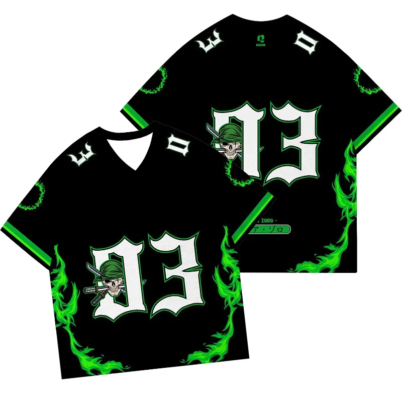

Mens Anime One Piece Roronoa Zoro 3D Printed T-Shirt Green Flame Skull 03 Intricate Graphic Casual Streetwear Fashion Top
