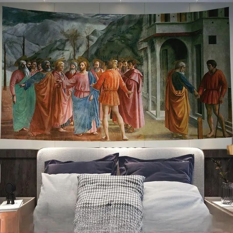 VIKAMA Vintage Classical Figures Horizontal Tapestry for Wall Hanging Decor Bedroom Living Room Cozy Aesthetic Home Decor
