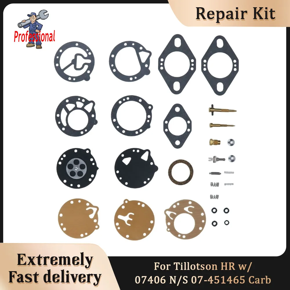 

Carburetor Repair Kit For Tillotson HR w/07406 N/S 07-451465 Carb