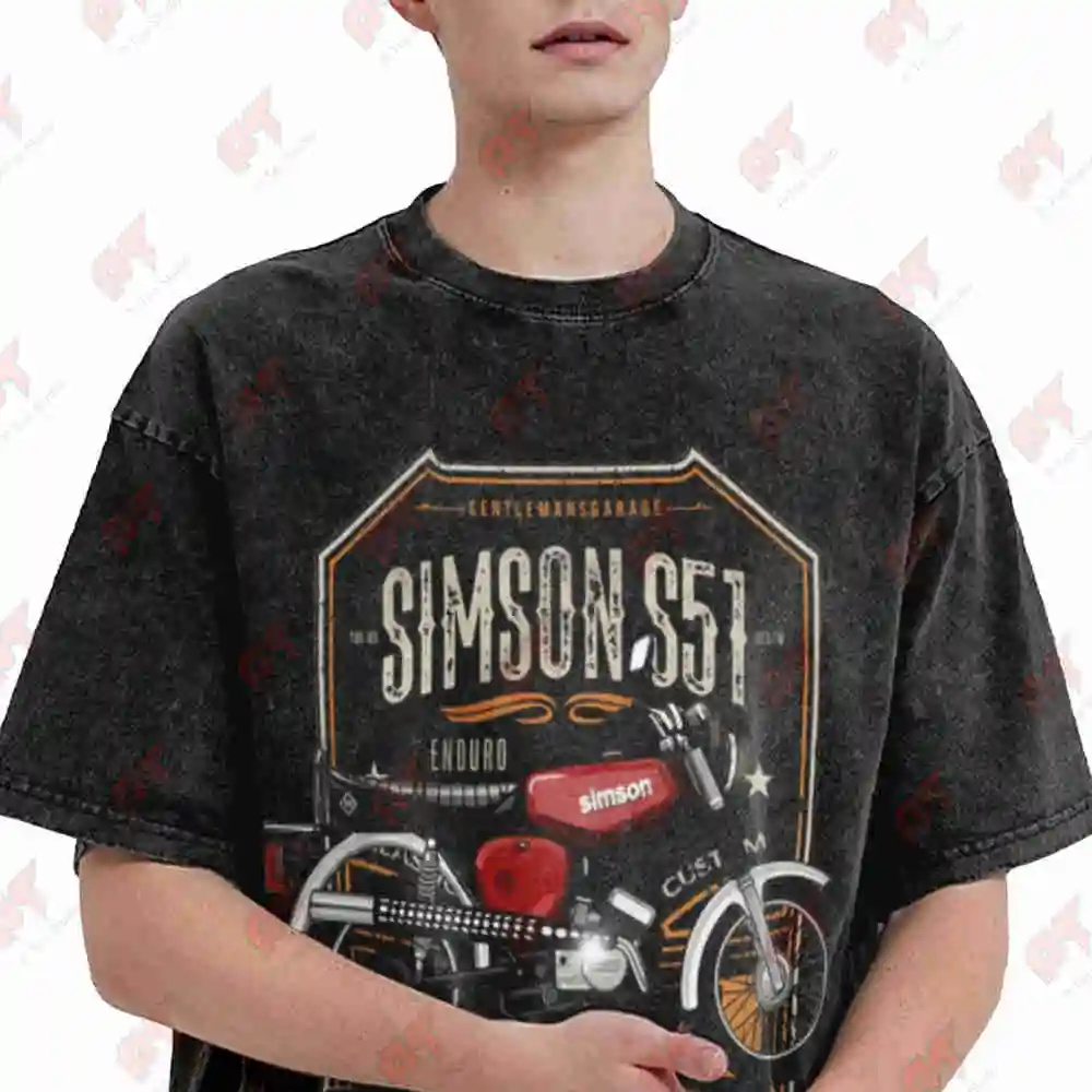 Simson S51 Motorcycle Vintage Washed Tee Pure Cotton T-Shirt