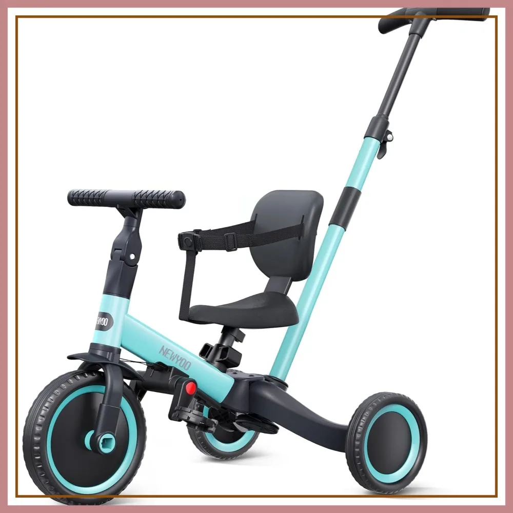 

Toddler Tricycle with Push Handle, Safety Belt & Backrest, 1-3 Years, Birthday Gift