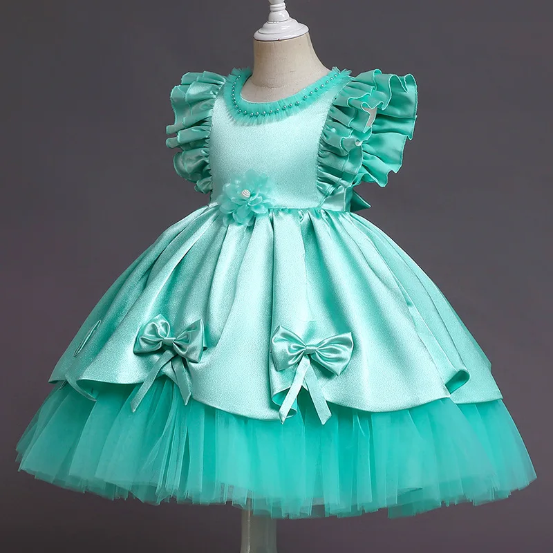 Wedding Birthday Dresses For Girls 3-12Years Elegant Party Sequins Tutu Christening Gown Kids Children Formal Pageant Clothes