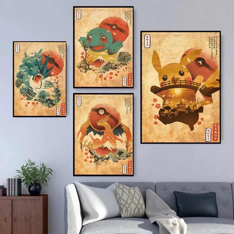 

Canvas Art Walls Painting Pokemon Charizard Prints Poster Home Living Room Best Gift Cartoon Character Picture Room Decoratio