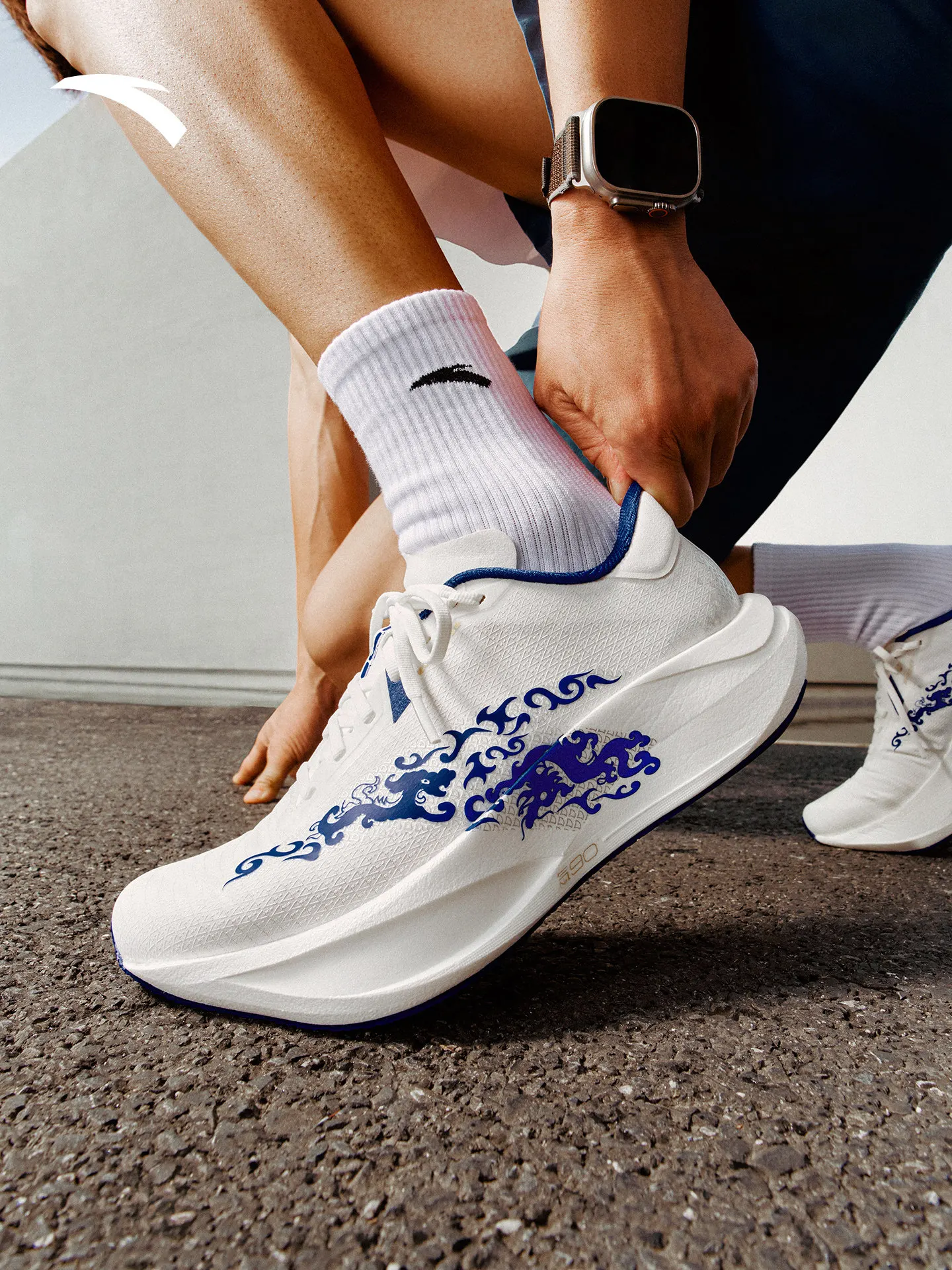 ANTA Zone 2 Heart Rate 90 Blue and White Porcelain Professional Boardless Running Shoes Male and Female Same Style Sports Shoes