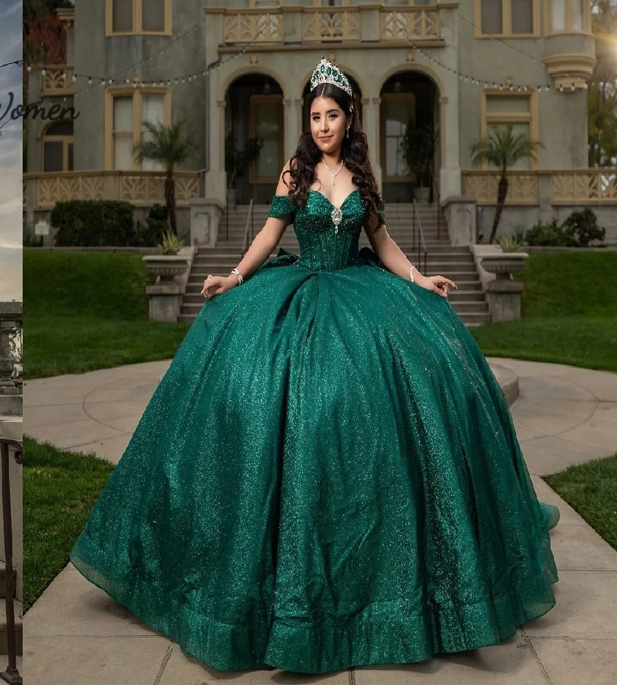 

Luxury Green Quinceanera Dresses Ball Gown Vestidos De 15 Años Quinceañer Debutante Birthday Dress Sweet 16 Party Customized
