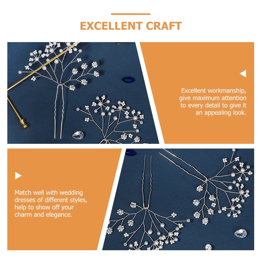 

2pcs Pearl U Hairpin 2 Bridal Hair Pin Pcs Bobby Pins Rhinestone Wedding Accessories Bride Bridal Hair Jewelry Stylish