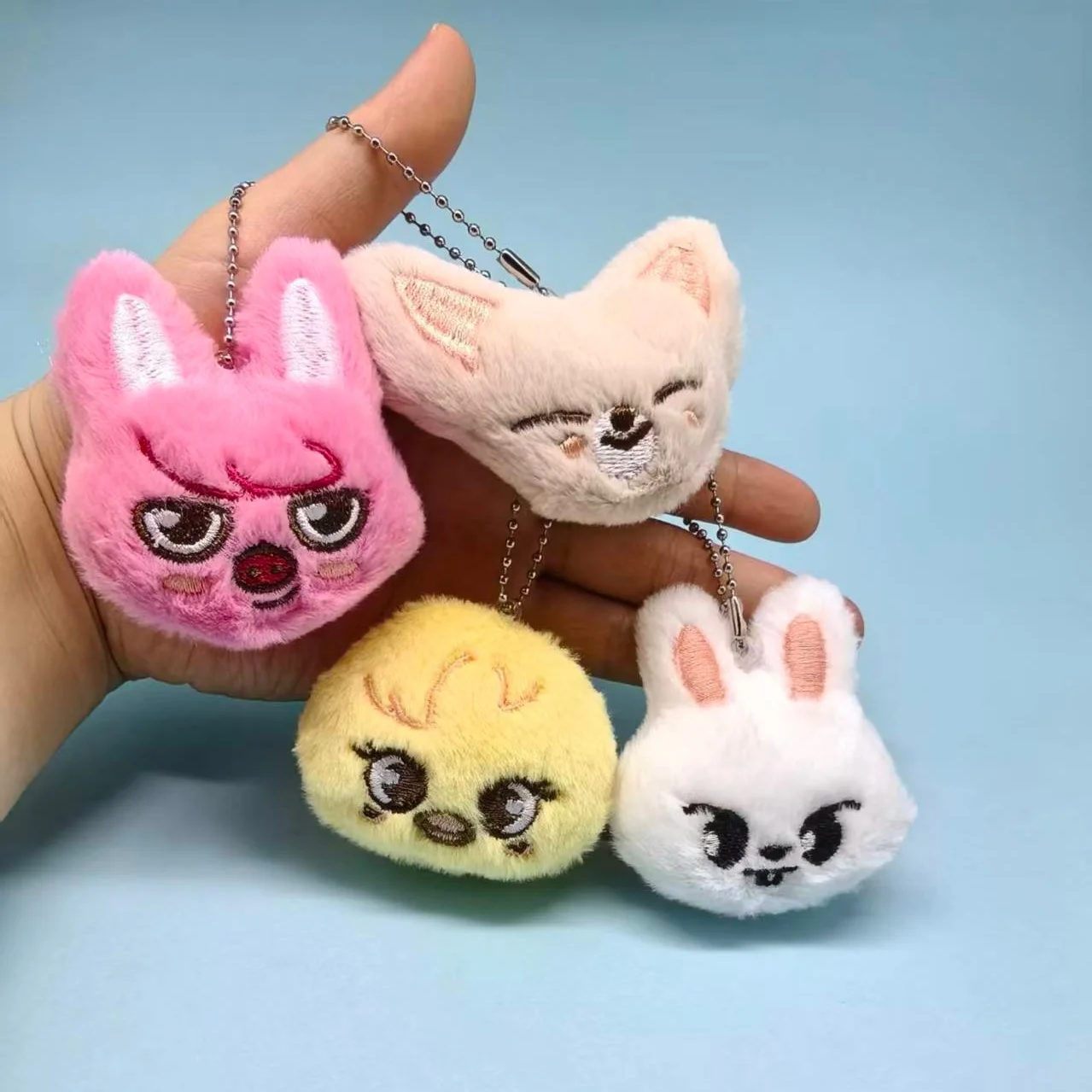 Afbeelding 3: 8 stuks schattige dierenontwerpen mini sleutelhanger pluche cartoon knuffeldier pop sleutelhanger KPOP fans cadeau schattige hanger verjaardagscadeaus