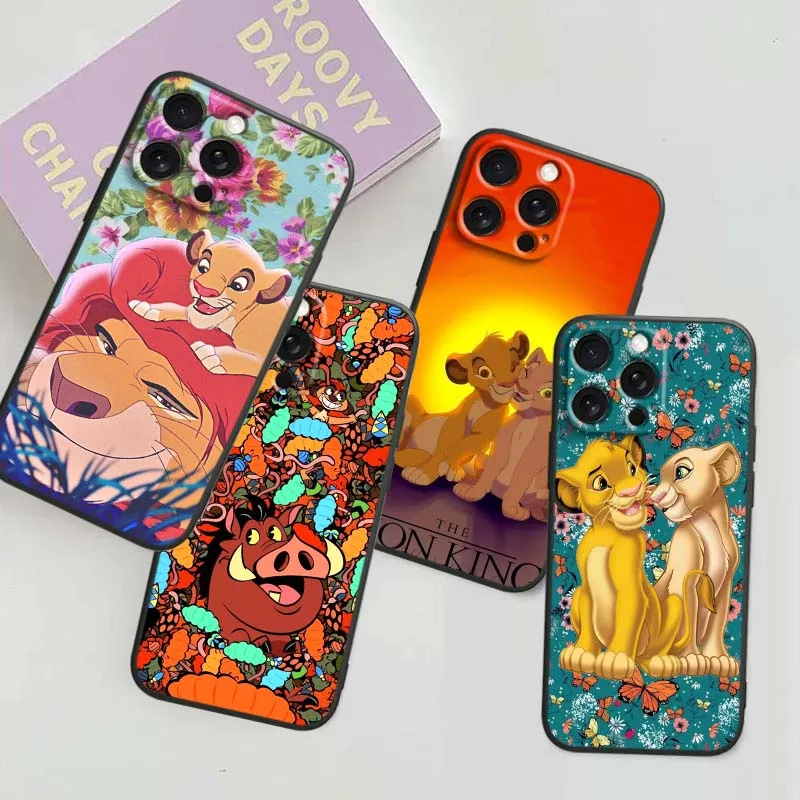 

Lion King Cute Anime Cover For Apple iPhone 17 16 16E 15 14 13 12 11 Pro Max Plus Black Soft Silicone
