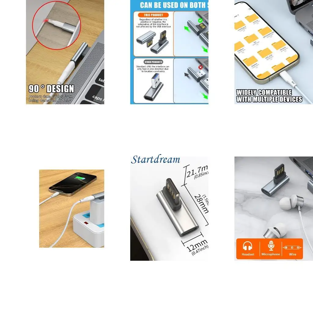 Quality 90 Degree USB to Type C Adapter Coupler for Versatility Compatibility K92C