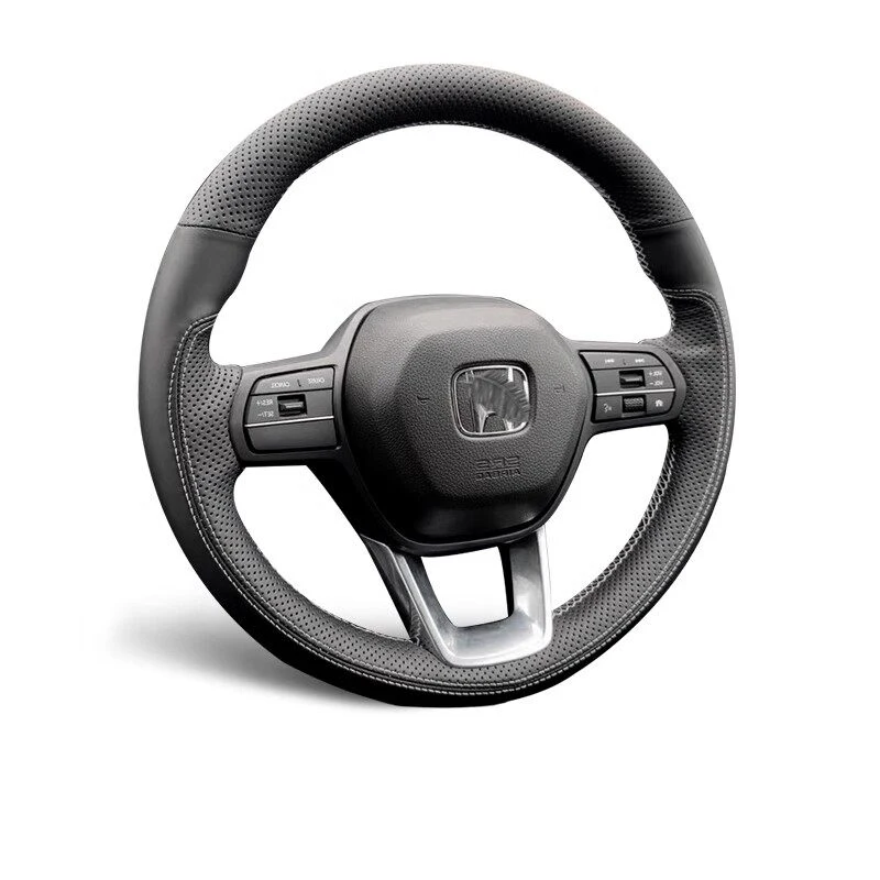 Hand-sewn Car Steering Wheel Cover Braid Leather for Honda Civic 11 Accord 11 CRV CR-V HRV ZRV 2023-2026 Breeze 2025 Pilot 2023