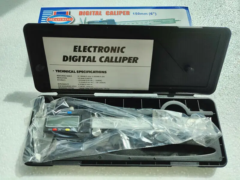Calibrador Vernier Digital LED, herramienta de medición de 6 ", 150mm, CNC, plástico electrónico