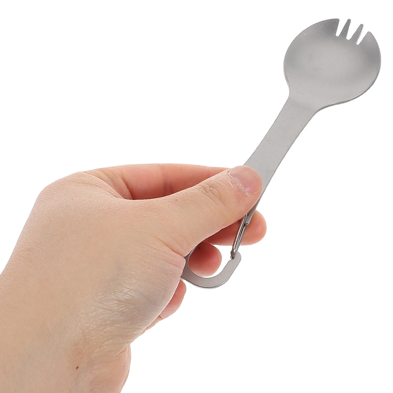 

Compact Stainless Steel Camping Utensil Fork Spoon Bottle Opener Can Opener Keychain Portable Outdoor Dining Set for Hiking