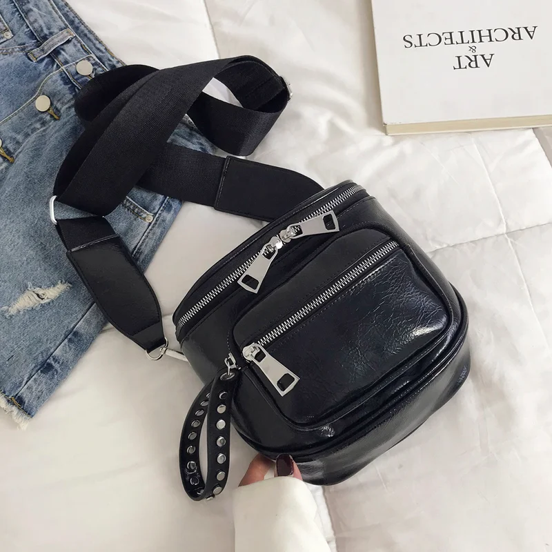 Stylish Solid Colour bright PU Leather Waist Packs For Women 2023 Female Fashion Shoulder Crossbody Bag Ladies Utility Chest Bag