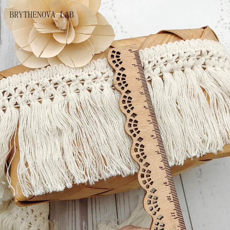 10Yard/Lot Beige 6CM/8CM Tassel Fringe Cotton Lace Trim Latin Ribbon Dress Stage Garment Curtain Sewing Accessories M0529