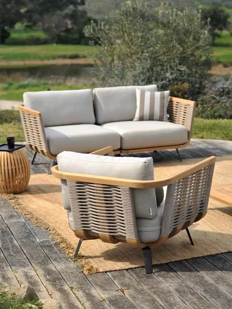 Leisure outdoor sofa teak courtyard garden designer rattan chair