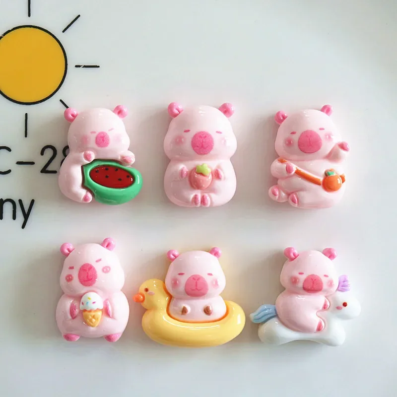 

5pcs miniso series pink pig cartoon резиновые кабошоны из смолы материалы для поделок diy