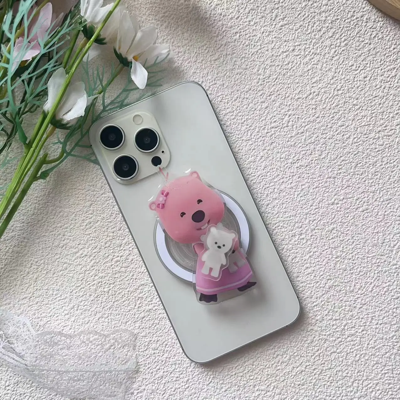

Cartoon Loopy magnetic stent cell phone double layer acrylic retractable lazy airbag stent cute Loopy personalized stent