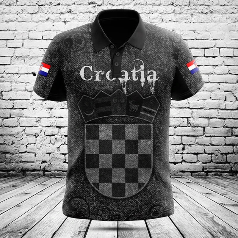 Custom Name Croatia Flag Skull Graphic Polo Shirt Summer Casual Men's Fashion Cool E-Sports Jersey Fast Dry Short Sleeve Tops