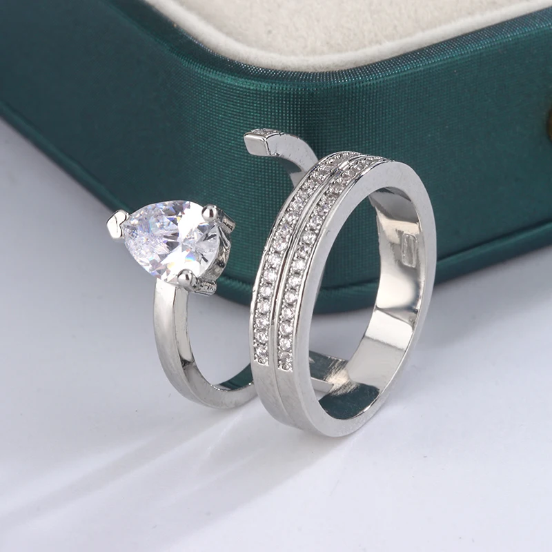 جديد سيدة خاتم الزواج الزركون خواتم فضية اللون للنساء موضة الزفاف المشاركة مجوهرات الطرف الديكور أشياء غريبة