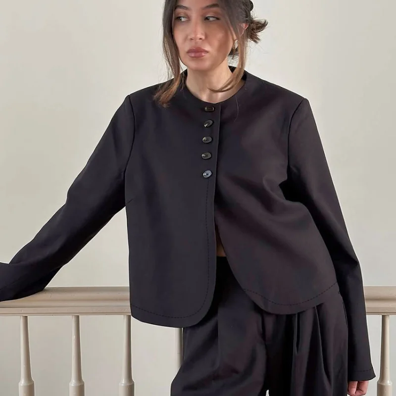 

Winter New Simple Versatile Single-Breasted Suede Long-Sleeve with Design Sense, Elegant and Fashionable Commuting