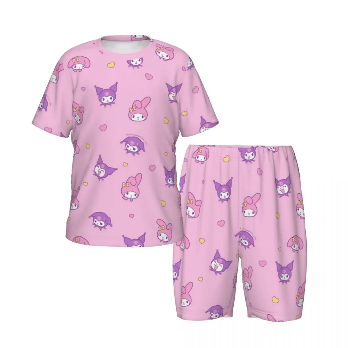 Cute Sanrio Kuromi Pajamas 2 Pieces Set Western style home clothing for children Loungewear pyjama