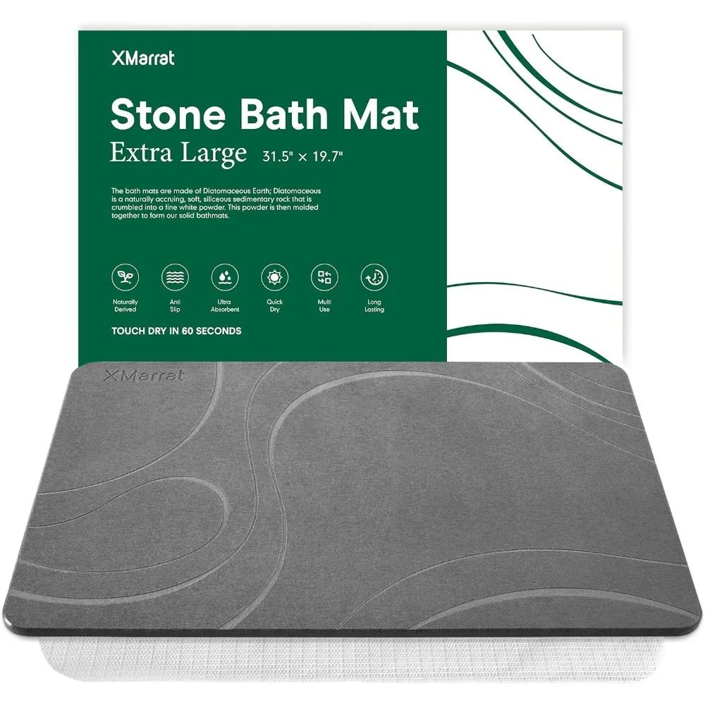 

Super Absorbent Diatomaceous Earth Bath Mat Large, Quick Drying Non-Slip Diatomite Stone Bath Mats (Extra Large 31.5" x 19.7")