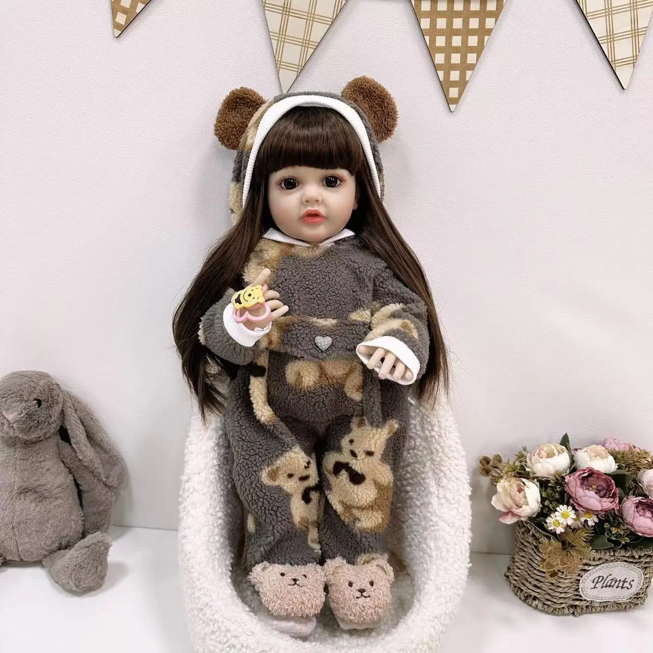 Cokela 55 cm realistische Silikon-Neugeborenen-Reborn-Babypuppe, 22 Zoll, niedliche Vinylpuppe, echte weiche Haptik, Kinderspielzeugpuppe, Geburtstagsgeschenk