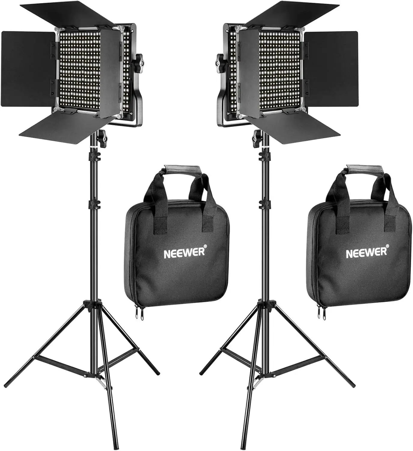 NEEWER 2er-Pack 660 Bi-Color LED-Videoleuchten-Set mit 75-Zoll-Stativ, CRI96+ Studio-Dauerlicht mit Flügeln, Fotografie- und Video-Aufnahmeset