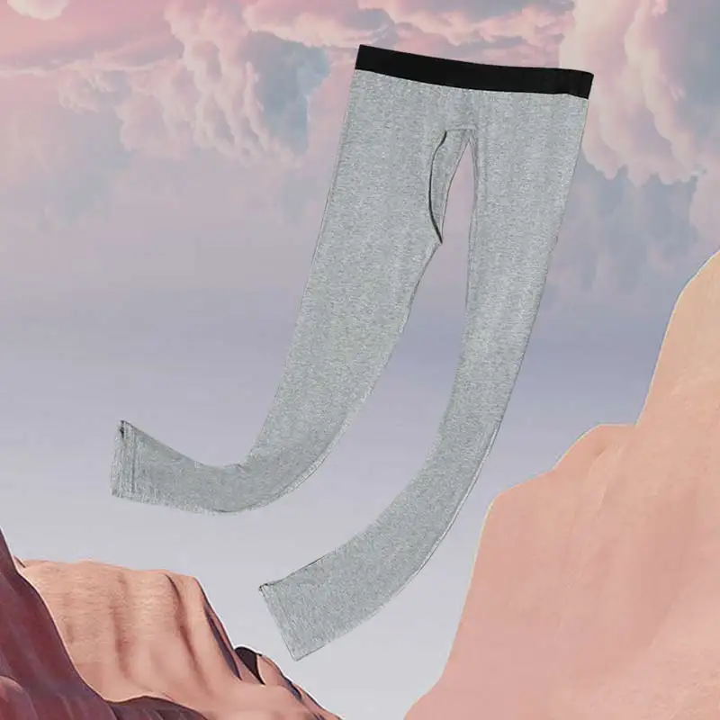 Open-crotch thermal pants, men's thin leggings, middle-aged and elderly thermal pants, tight inner pants for autumn and winter
