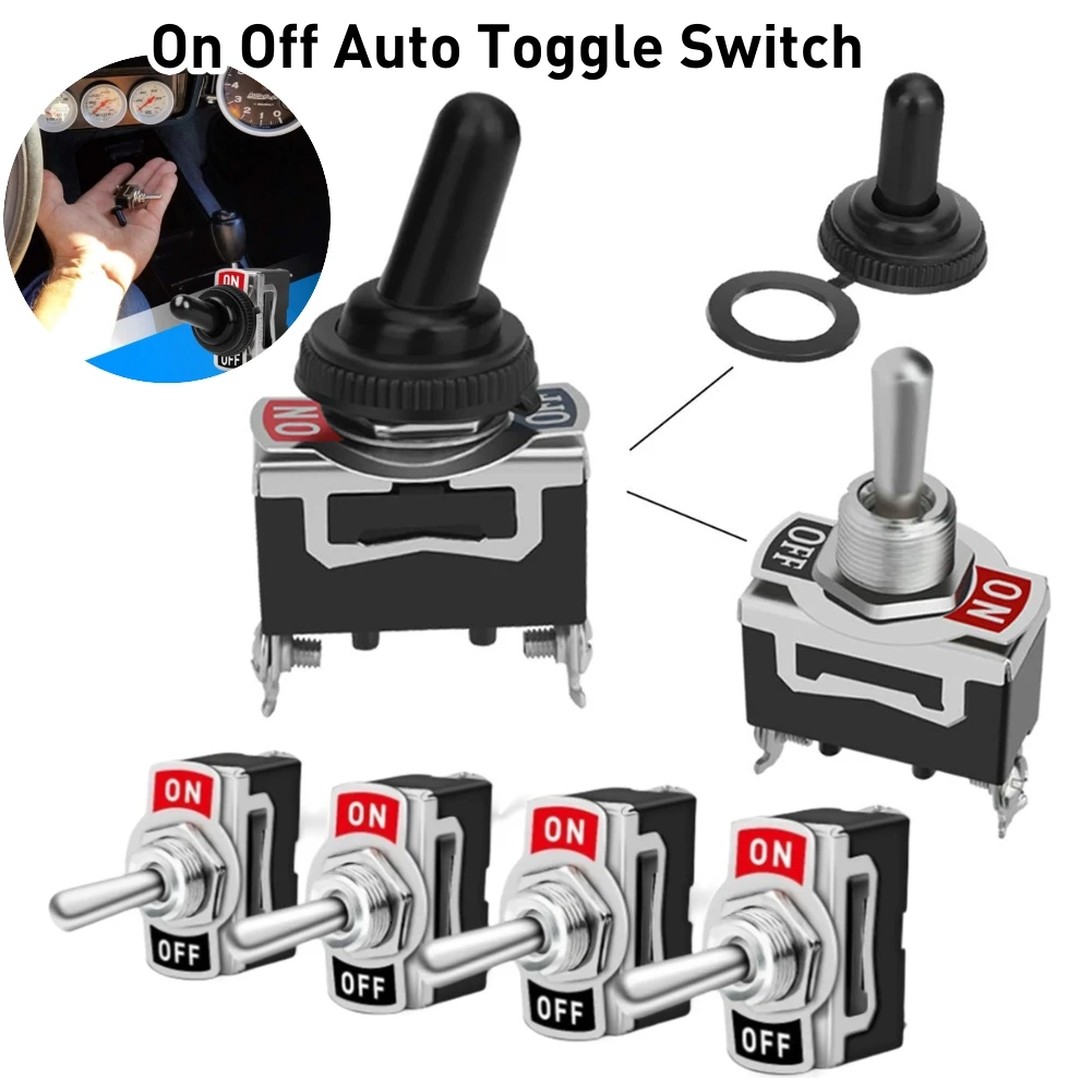 

Кулисный переключатель 12 В, сверхмощные тумблеры, металлические автомобильные лодки, включения и выключения с водонепроницаемой крышкой, автомобильный кулисный переключатель, клемма SPST
