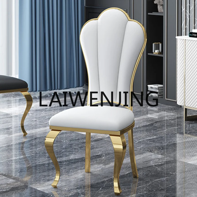 

Modern Simple Stainless Steel Light Luxury Hotel Chair Soft Cover White Armchair Fashion Household Eating Chairs