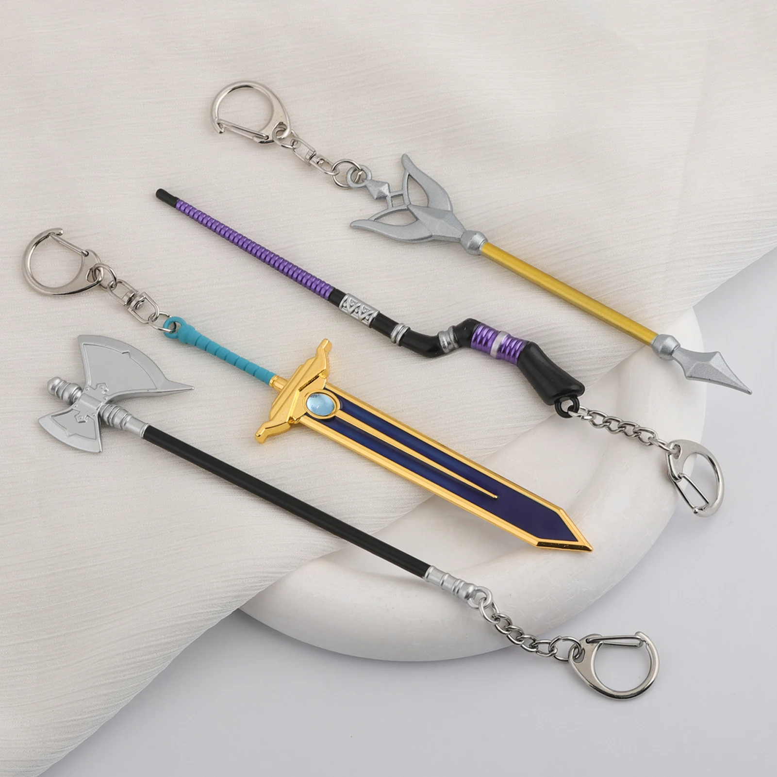 Anime Frieren: Beyond Journey's End Mini Keychain Frieren Himmel Holy Sword Fern Magic Staff Stark Alloy Keyring Cosplay Props