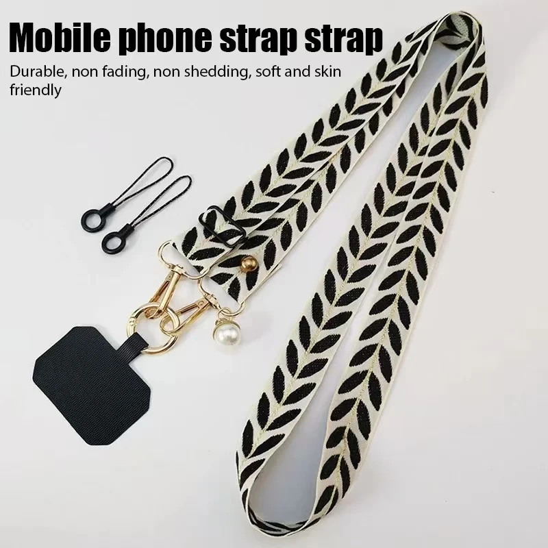قابل للتعديل طويل الهاتف المحمول الحبل Crossbody بطاقة الرقبة الحبل كليب شنق الحبل اللؤلؤ حلي معلقة سحر مكافحة خسر الحبل