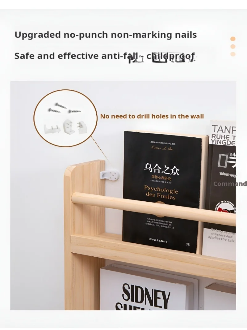 Behind the Door Solid Wooden Clipin Magazine Rack Picture Book Holder Book Rack Newspaper Rack