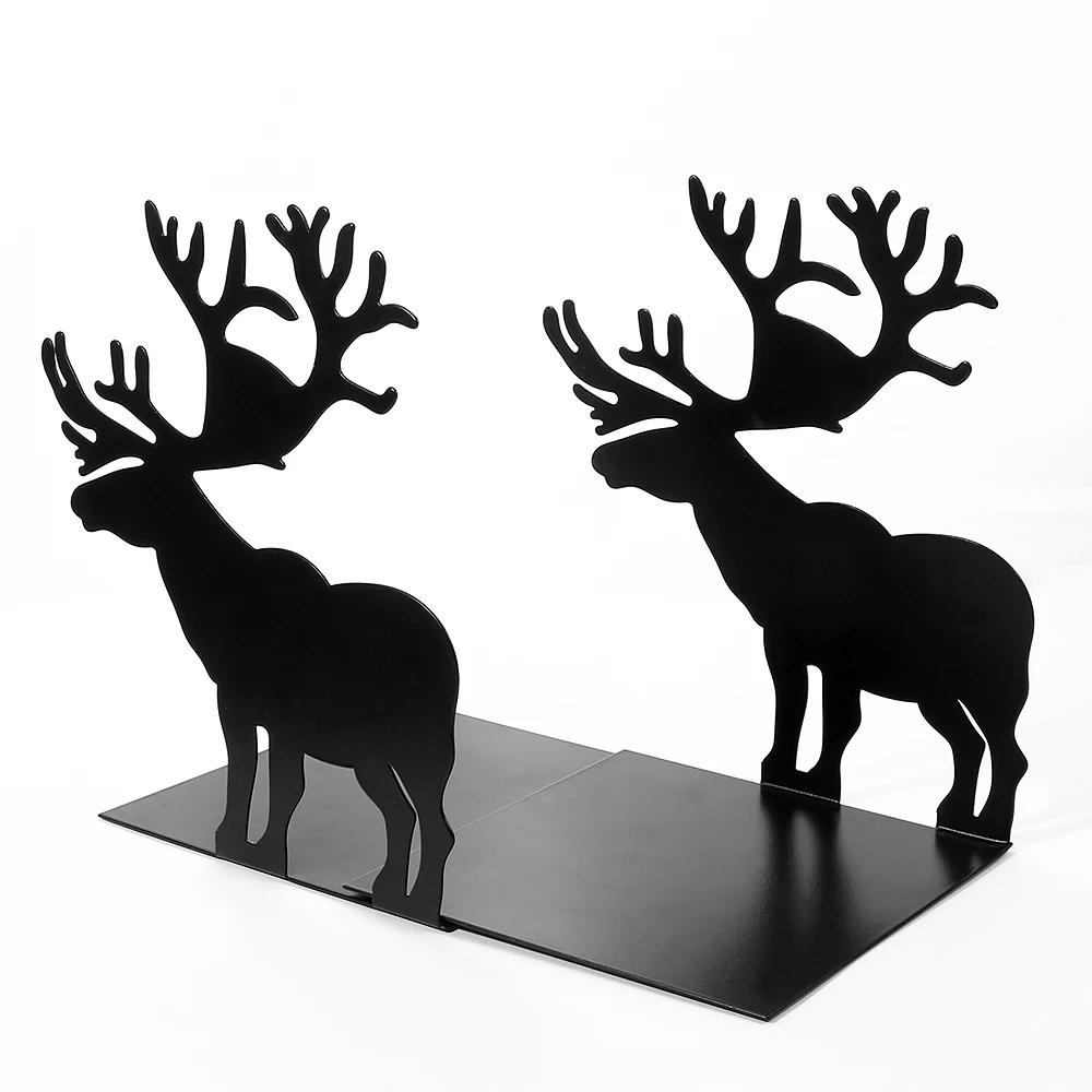 1 Pair Heavy Duty Deer Bookends for Shelf Decoration Simple Books Support Stands Study Office Supplies Gifts for Father