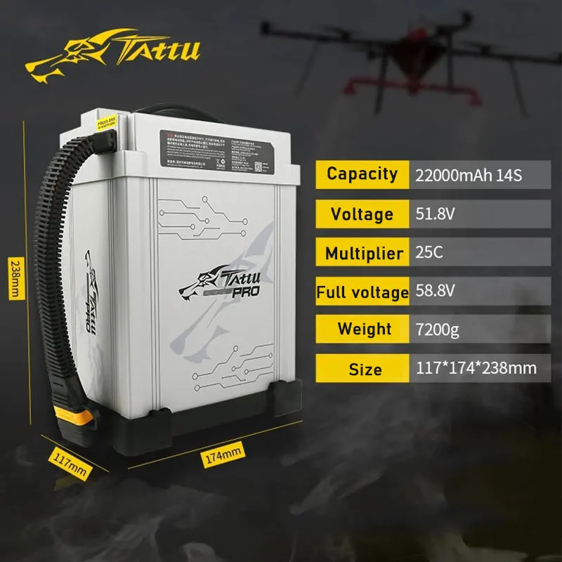 Fast Charge TATTU Pro 22000mAh 58.8V 12S 14S 25C Smart Battery Intelligent Lipo Battery for Agriculture Sprayer Drone