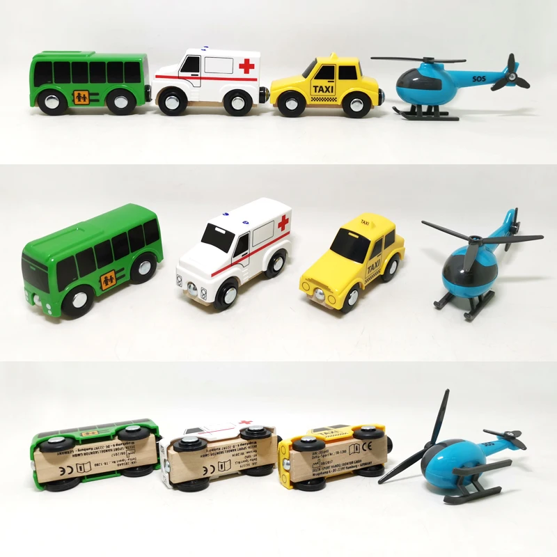 4pcs Children's Toy Car Magnetic Link Can Be Connected To Wooden Train Set Track Toy Children's Puzzle Hand Push Car Gift B171