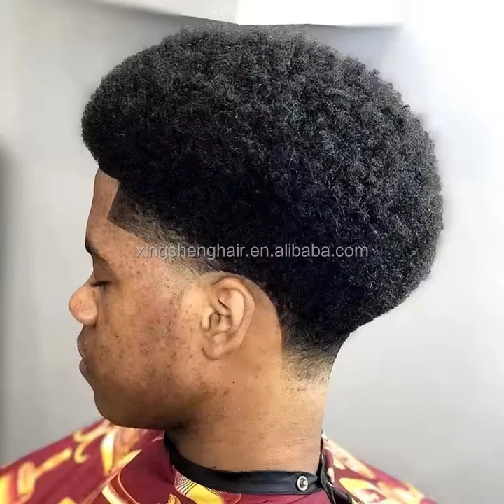 Parrucchino afro per uomo Parrucca parrucchino in pizzo pieno non rilevabile Protesi per capelli maschili Unità di sistema da 6 pollici Parrucca afro riccia