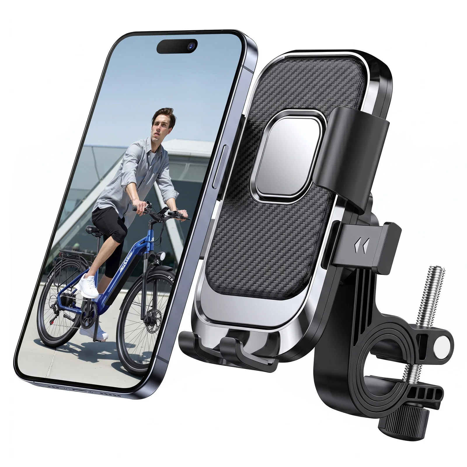 360 ° Supporto girevole per smartphone da bicicletta, resistente agli urti, in silicone, da montare sul manubrio, compatibile con smartphone da 4 a 6,9 pollici, supporto universale per smartphone da