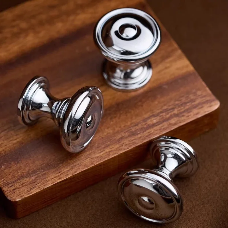 French Wardrobe Drawer Hardware Furniture Electroplated Silver Single Hole Cabinet Small Knob Luxury Brass Cabinet Door Handle
