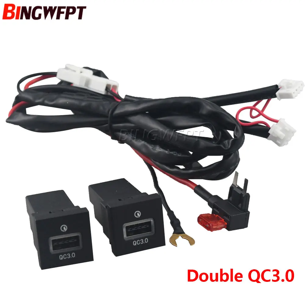 2pcs Fast Charge Adapter PD Type C USB Charger Socket QC3.0 Power Outlet Button for VW Golf 6 Jetta 5 MK5 Scirocco 2006-2012