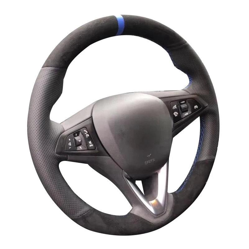 Customized Car Steering Wheel Cover Non-Slip Suede For Opel Astra(K) Corsa(E) Crossland X Grandland X Insignia Leather Steering
