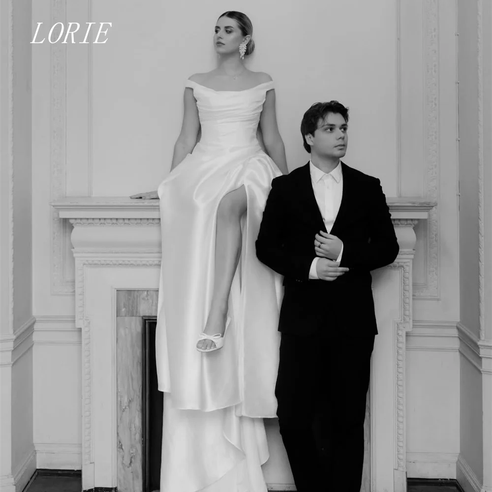

LORIE Luxury Mermaid Civil Wedding Dress Off The Shoulder Bridal Dresses Side Silt Temperament Wedding Gown Customized 2026
