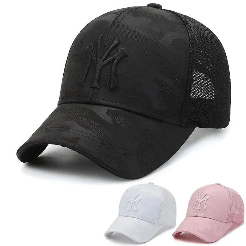 New Spring/Summer Embroidered Letter Camouflage Hat MenS Fashion Casual Baseball Cap Breathable Cap, Mesh Visor Hat Bat grip